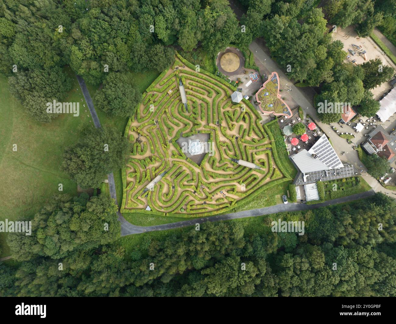 Labyrinthe, labyrinthe, jardin botanique géométrique. Banque D'Images