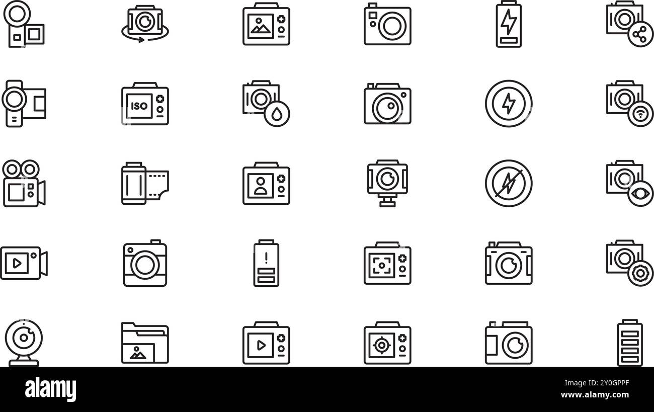 Icônes d'appareil photo Collection d'icônes vectorielles de haute qualité avec contour modifiable. Idéal pour les projets professionnels et créatifs. Illustration de Vecteur