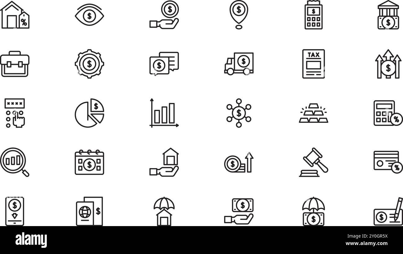 Icônes bancaires Collection d'icônes vectorielles de haute qualité avec contour modifiable. Idéal pour les projets professionnels et créatifs. Illustration de Vecteur