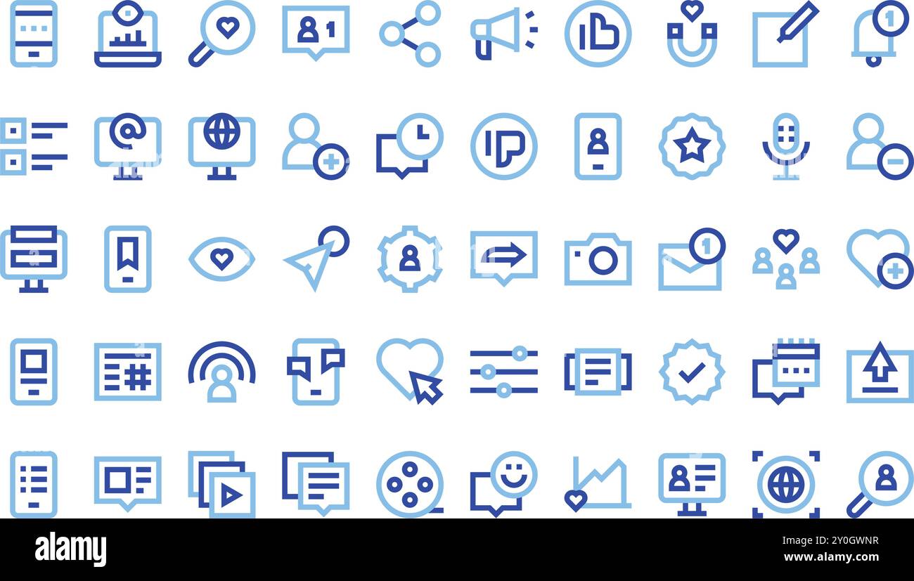 Icônes de médias sociaux Collection d'icônes vectorielles de haute qualité avec contour modifiable. Idéal pour les projets professionnels et créatifs. Illustration de Vecteur