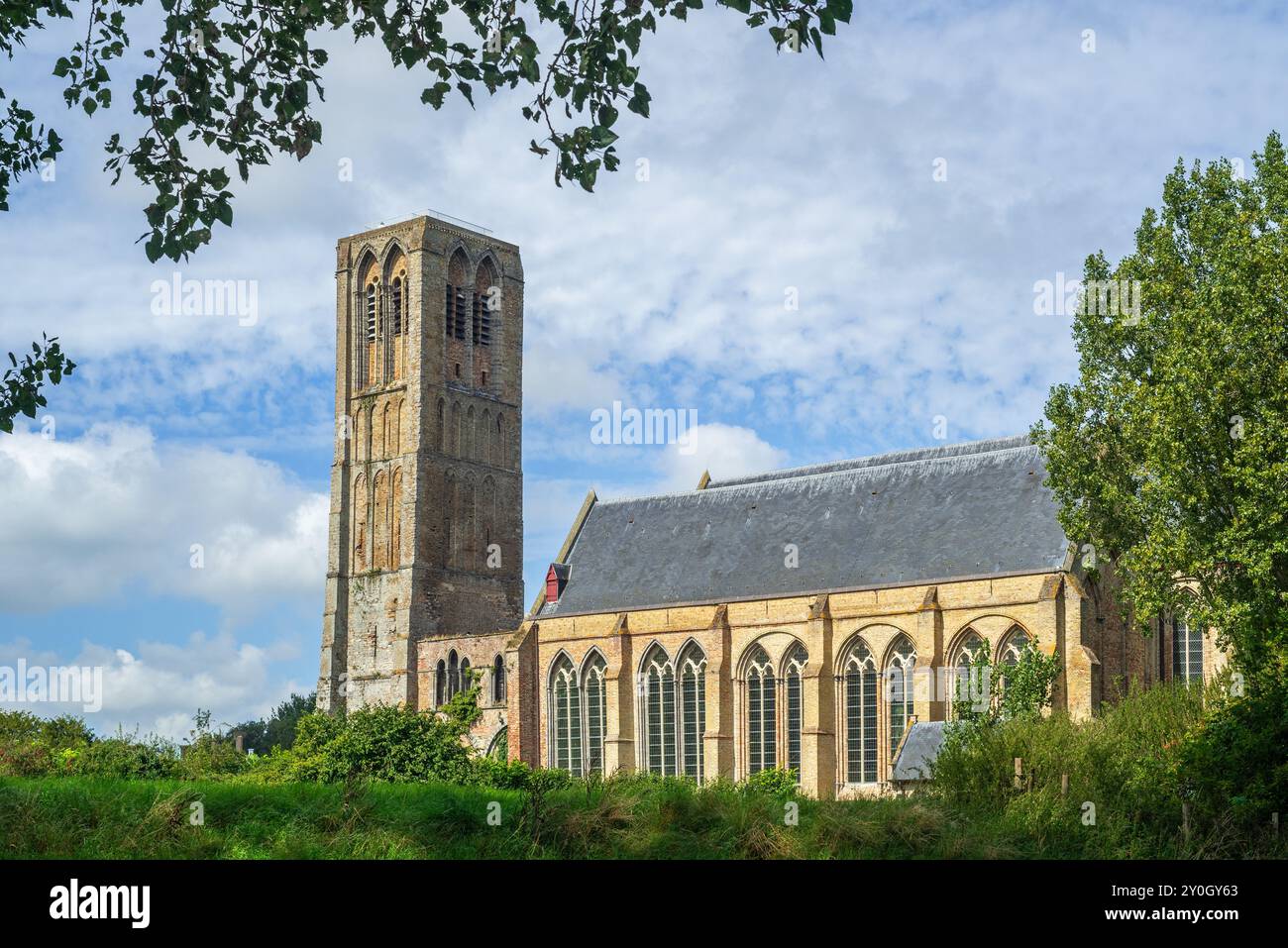 Église notre-Dame de l'Assomption / onze Lieve Vrouw-Hemelvaartkerk dans la ville de Damme, Flandre occidentale, Belgique Banque D'Images