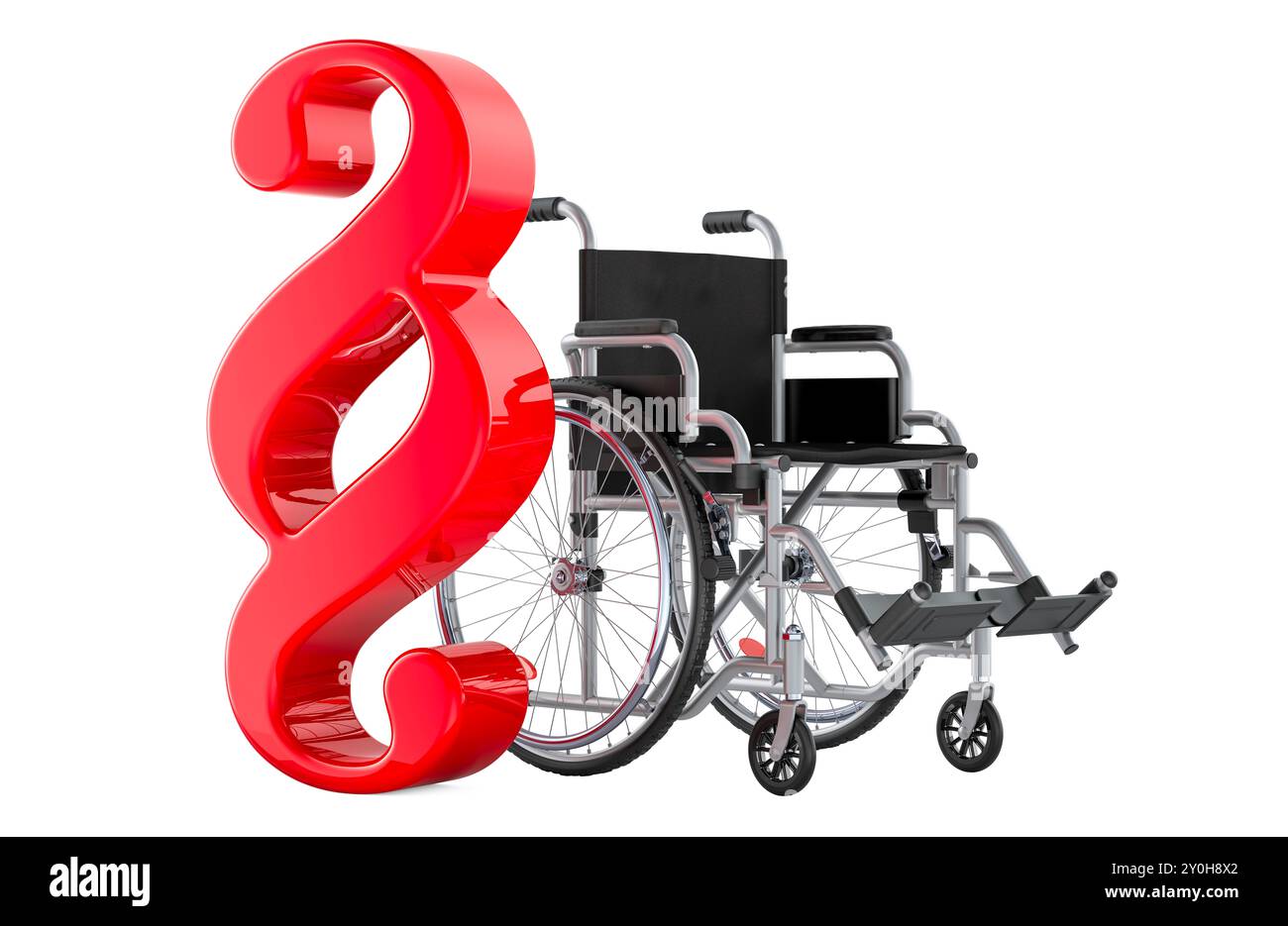 Fauteuil roulant avec section, symbole de paragraphe. Rendu 3D isolé sur fond blanc Banque D'Images
