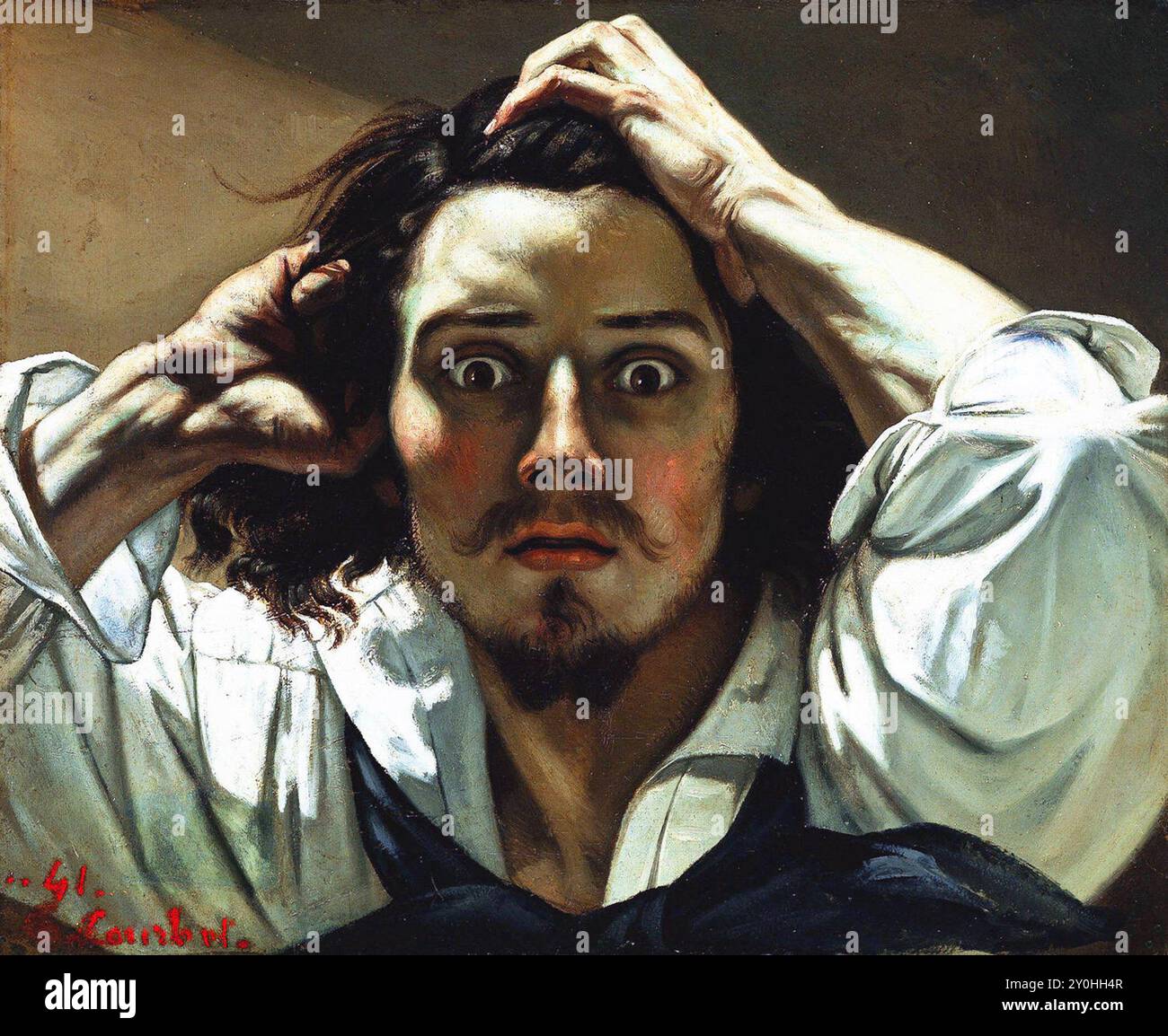 Autoportrait (L'homme désespéré), 1843-1845, peinture de Gustave Courbet, Jean désiré Gustave Courbet (1819-1877) peintre français Banque D'Images