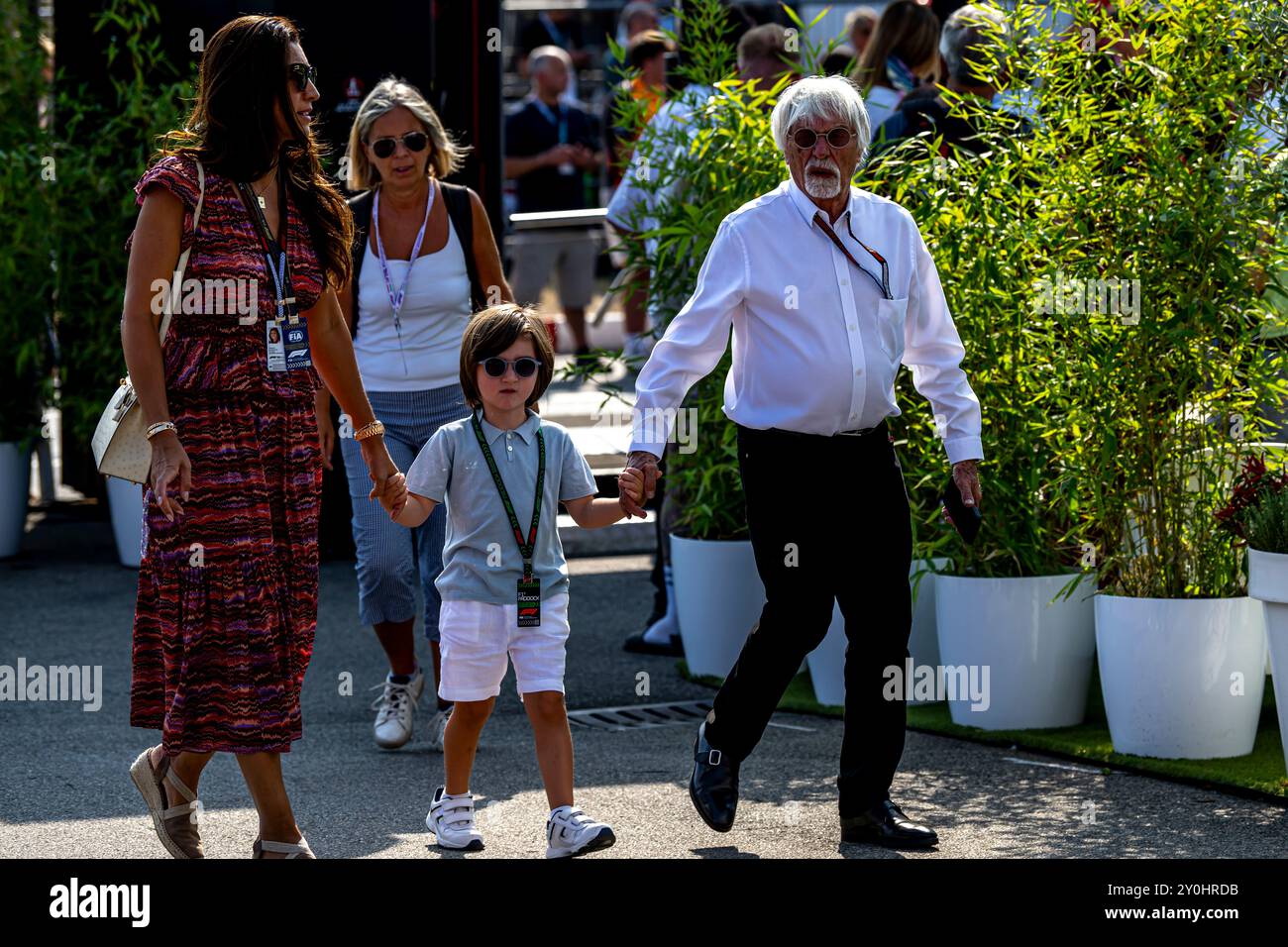Monza, Italie, le 02 septembre 2024, Bernie Ecclestone, ancien directeur général du Groupe F1, assiste au jour de la course, 16e manche du championnat de formule 1 2024. Crédit : Michael Potts/Alamy Live News Banque D'Images