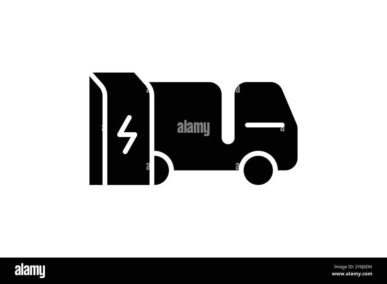 Icône de charge du chariot électrique dans la station de charge. Symbole noir de charge d'énergie électrique pour camion. Signe de recharge de véhicule électrique respectueux de l'environnement. Logotype eps transport EV alimenté par batterie Vector Illustration de Vecteur