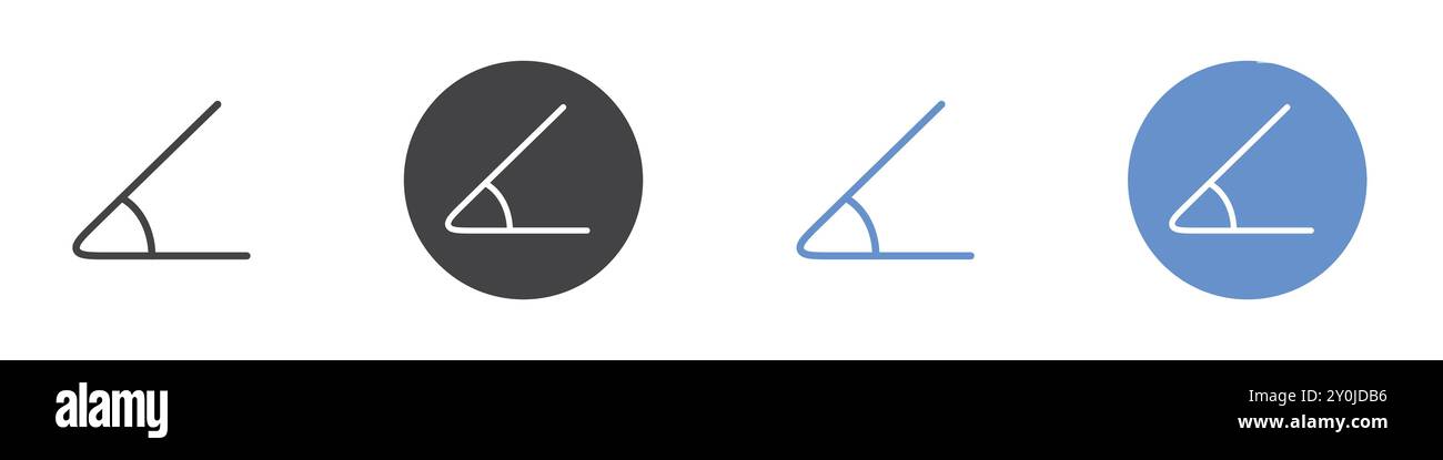 Icône d'angle Flat Set dans la marque vectorielle de contour de couleur noir et blanc Illustration de Vecteur