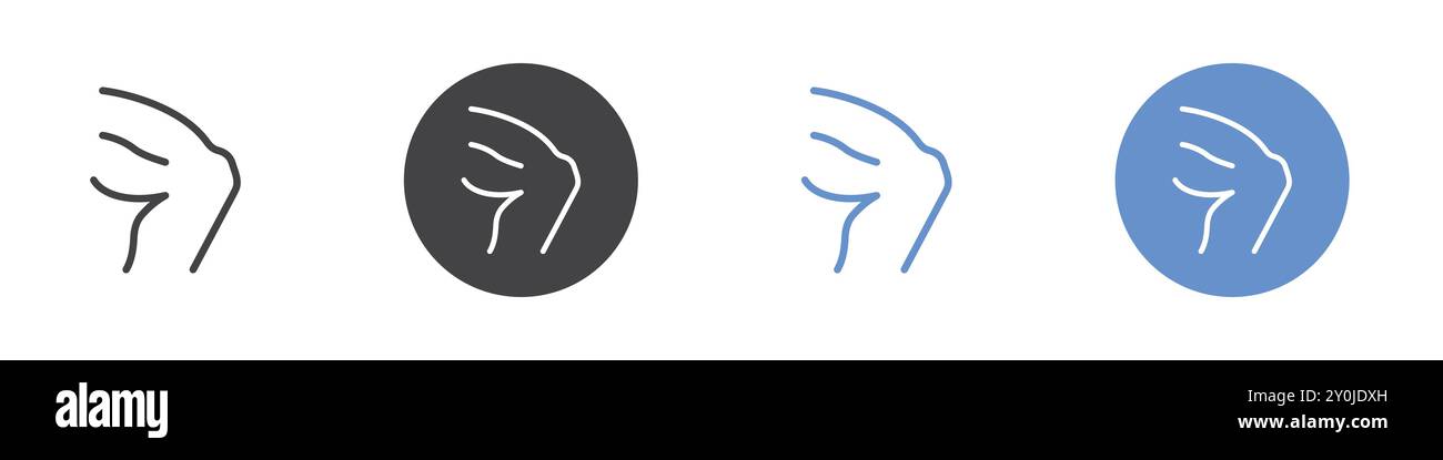 Icône de jambe Flat défini dans la marque vectorielle de contour de couleur noire et blanche Illustration de Vecteur