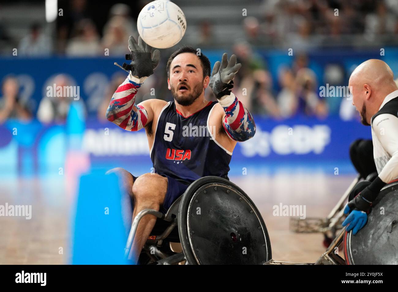 Paris, France. 2 septembre 2024. Chuck Aoki (USA) Rugby en fauteuil roulant : match final entre le Japon 48-41 les Etats-Unis d'Amérique au champ de mars Arena lors des Jeux Paralympiques de Paris 2024 à Paris, France . Crédit : SportsPressJP/AFLO/Alamy Live News Banque D'Images