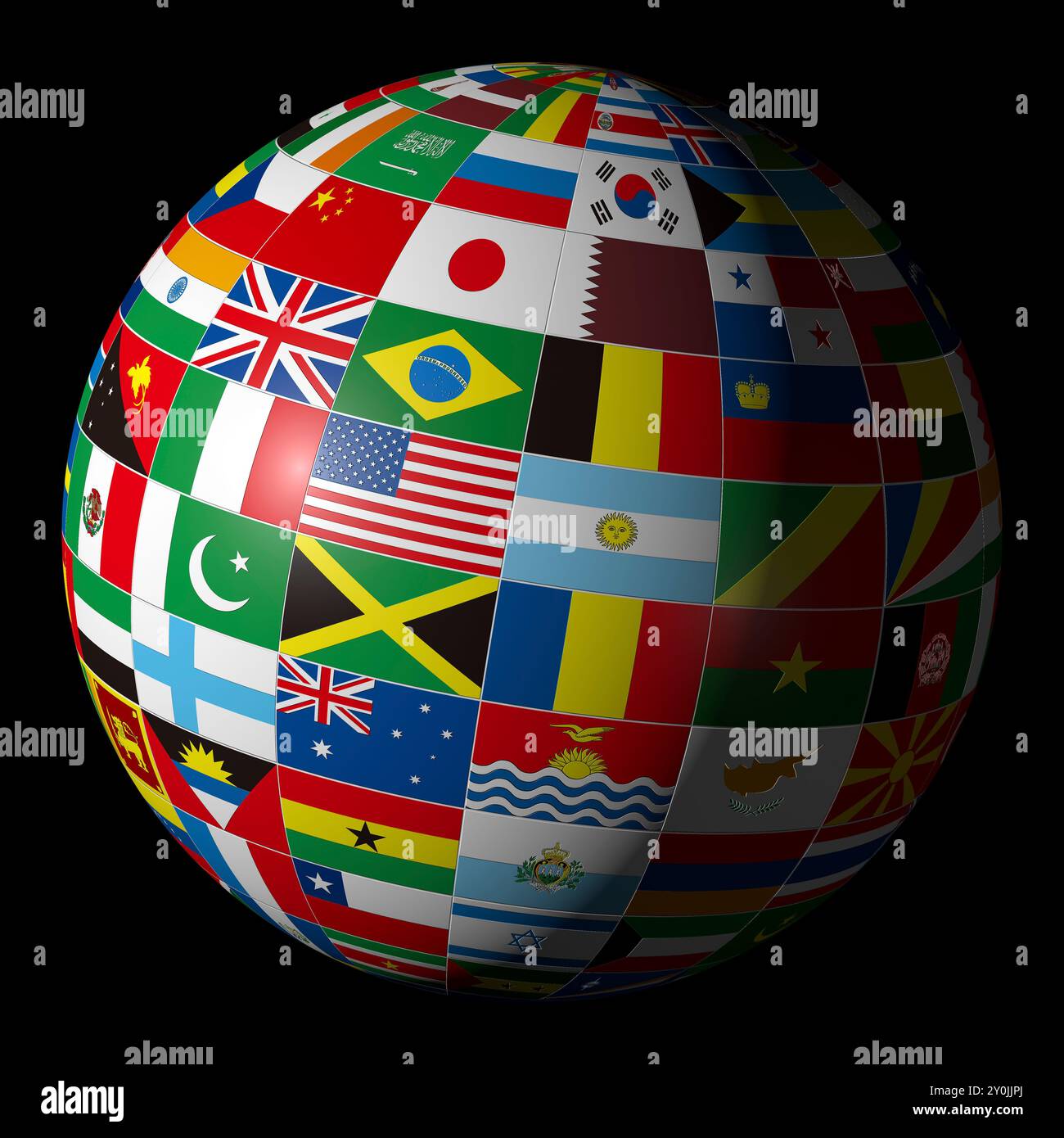 Globe de drapeaux nationaux Banque D'Images