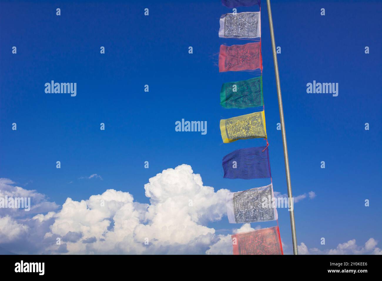 Drapeaux de prière de dar lcog du bouddhisme tibétain Banque D'Images