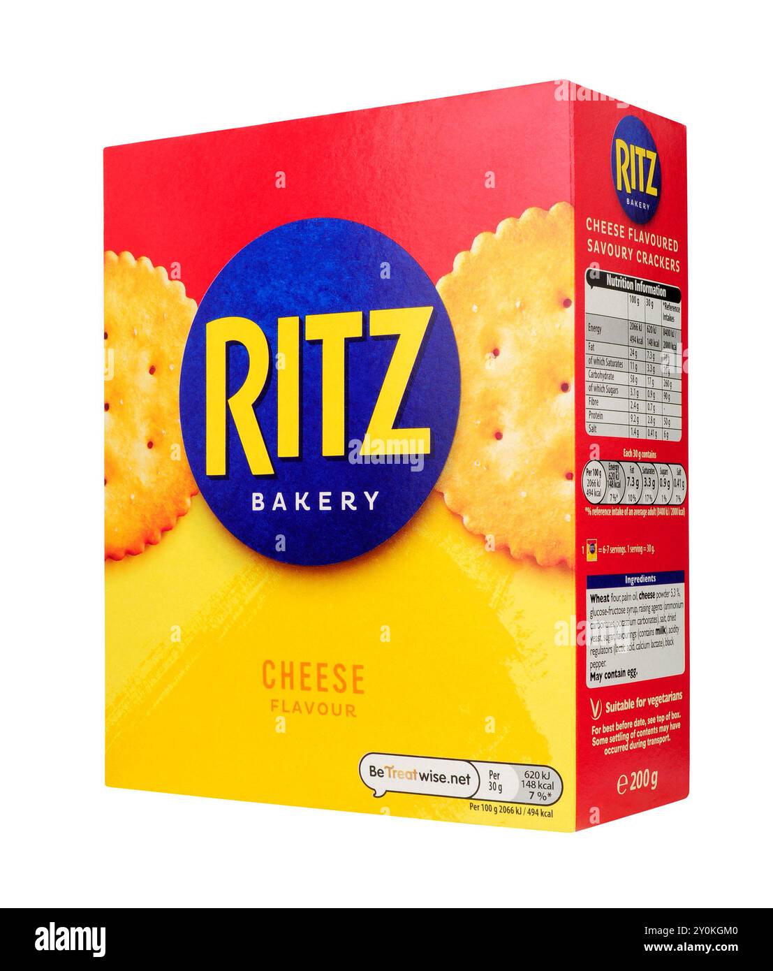 Craquelins salés aromatisés au fromage Ritz Bakery dans un paquet de 200 g. Banque D'Images