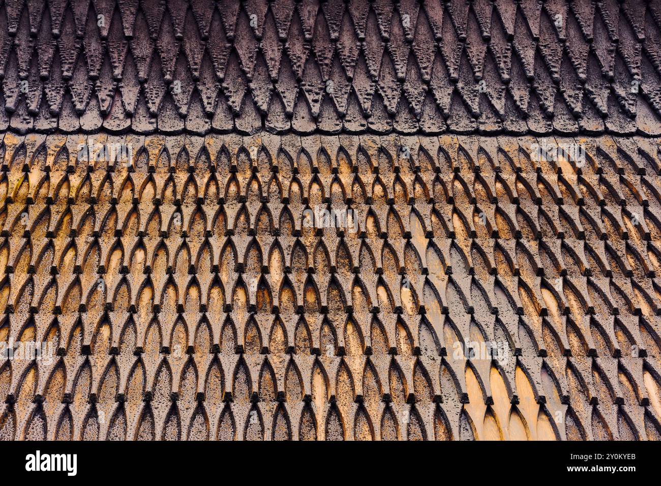 Tuiles en bois de l'église urnes Stave, Norvège. Banque D'Images