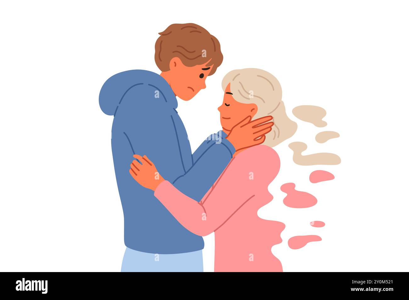 Veuf homme se souvient de la mariée décédée, embrassant la fille fantôme et refuse de croire en la relation finale Illustration de Vecteur