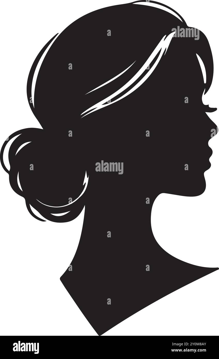 les femmes affrontent des silhouettes. Illustration vectorielle de la vue latérale de la silhouette de visage de femme. vue latérale de la silhouette de femme. avatar femme. icône ou symbole. Illustration de Vecteur