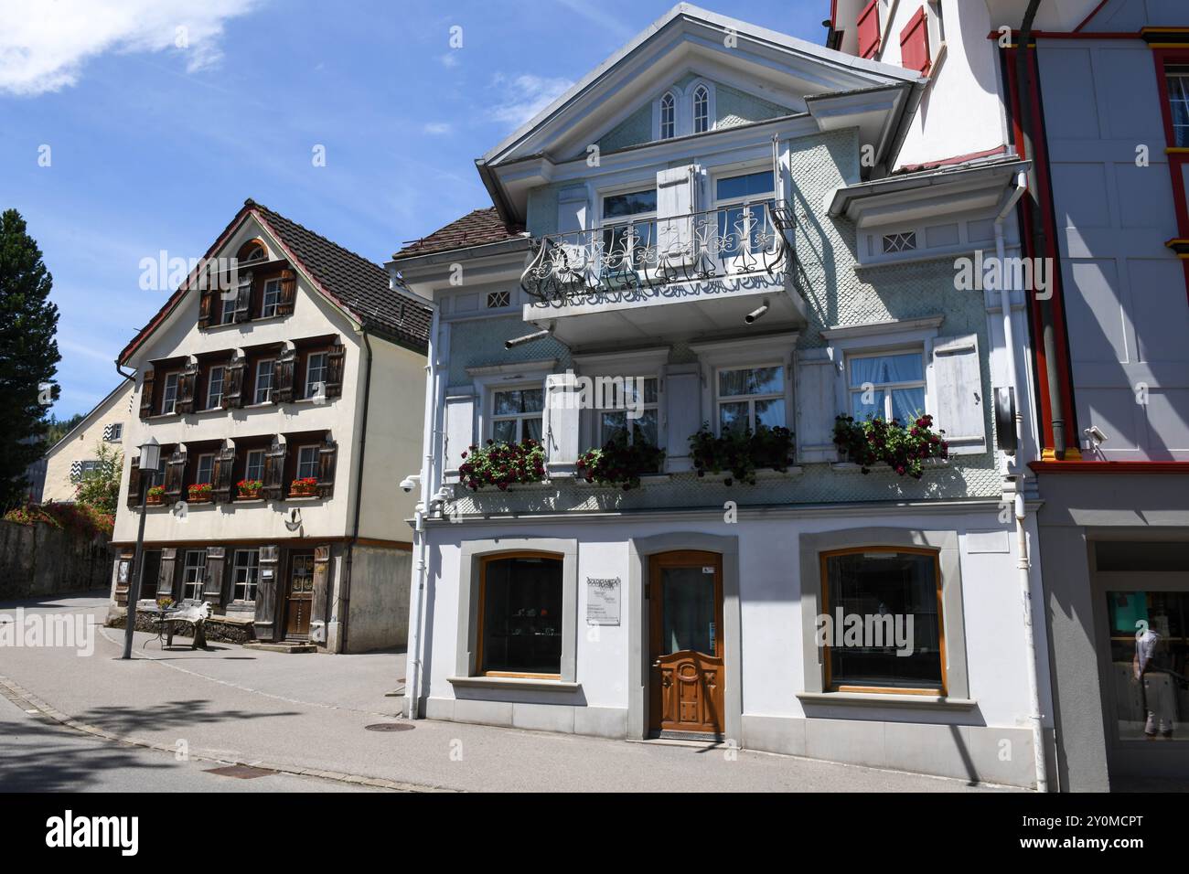 Appenzell, Suisse - juillet 2024 : maisons traditionnelles d'Appenzell en Suisse Banque D'Images