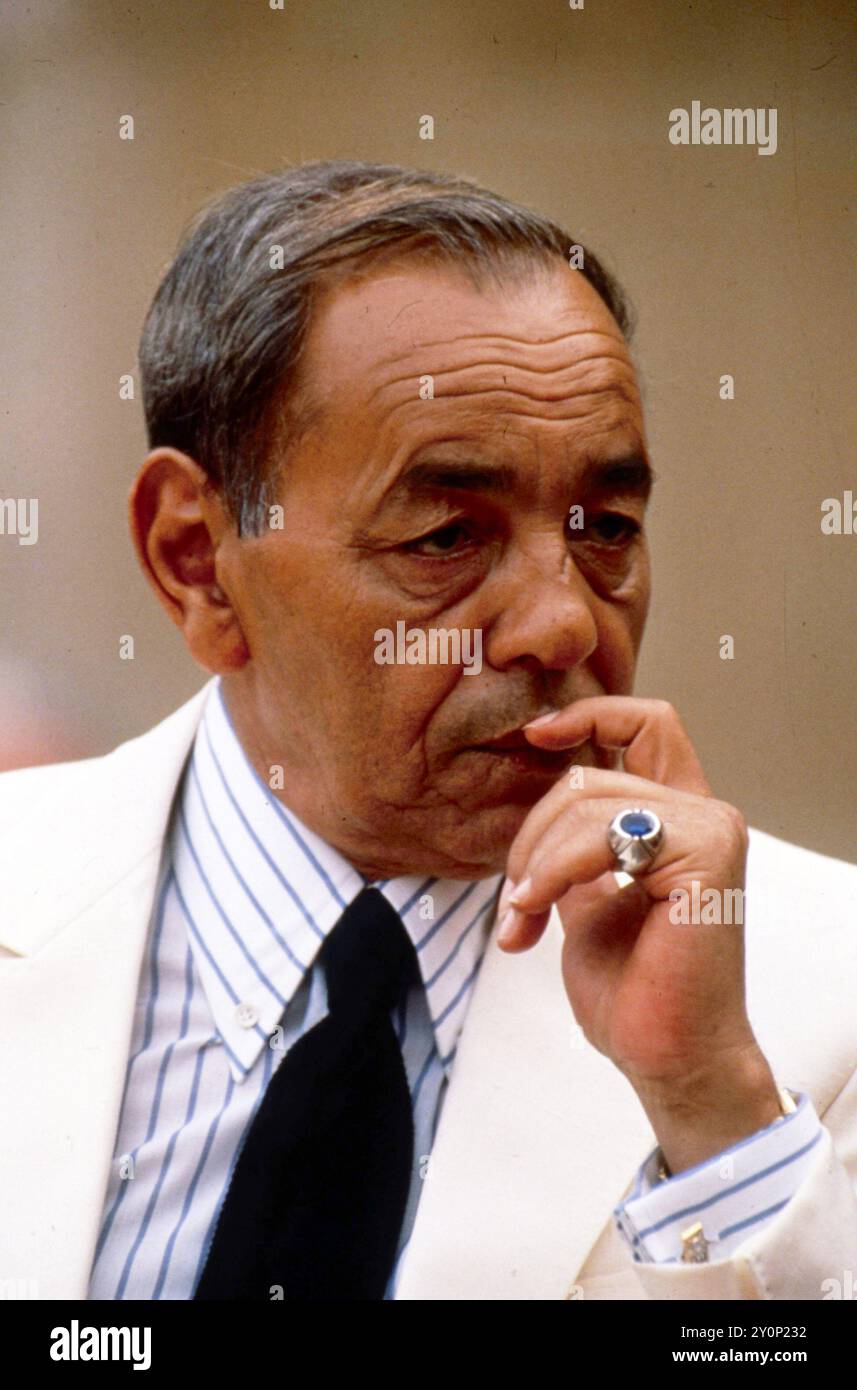 1-09-1989 Archivio Storico Olycom/LaPresse Hassan II (Rabat, 9 luglio 1929 – Rabat, 23 luglio 1999) è stato re del Marocco dal 1961 fino alla sua morte, quando gli è success to il figlio Muhammad VI. Apparteneva alla dinastia alawide. Nella Foto : Record del regno di Re Hassan II di Marocco Nella Foto : Record del regno di Re Hassan II di Marocco Banque D'Images