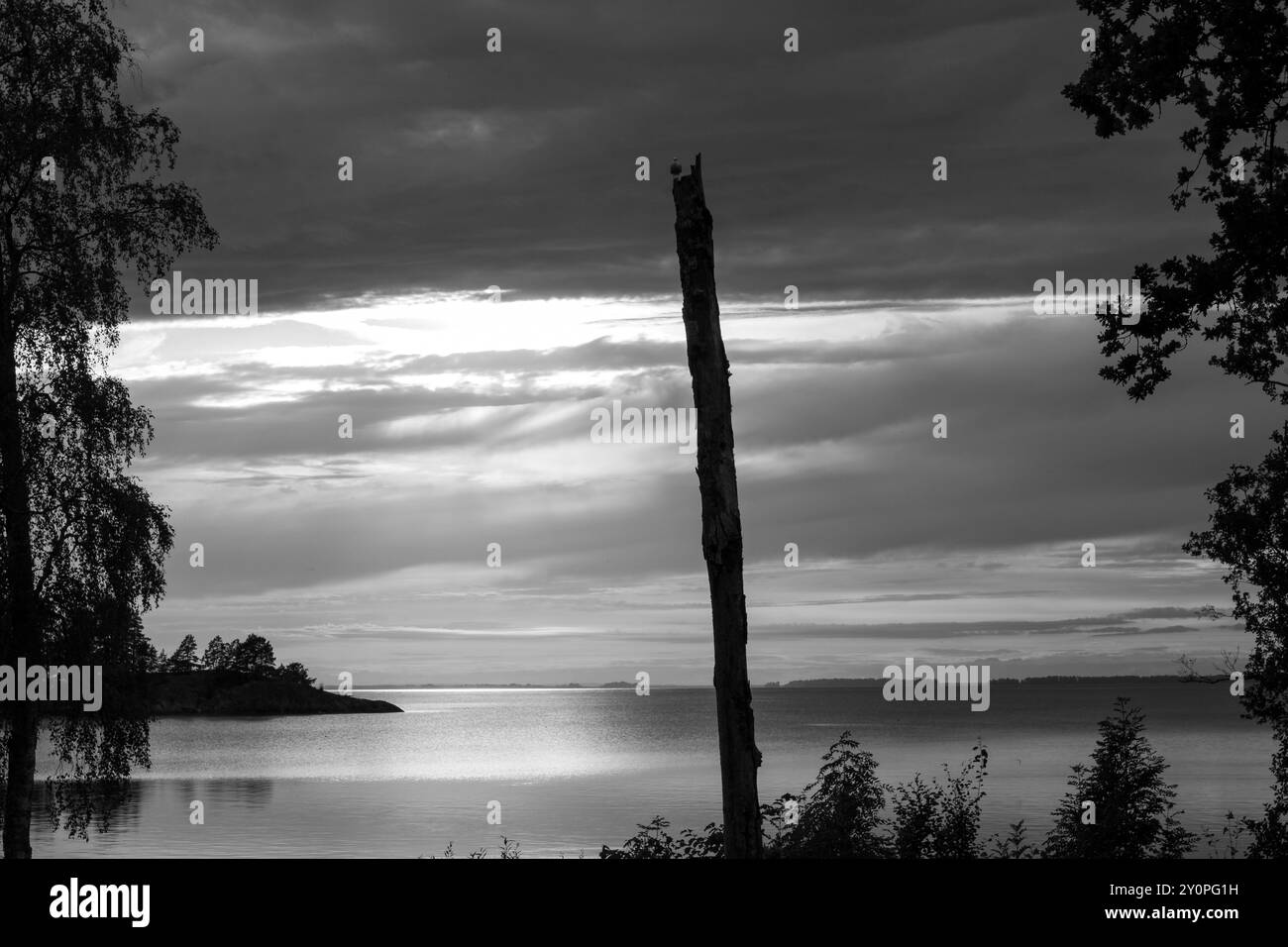 Coucher de soleil sur Hjälmaren Banque D'Images