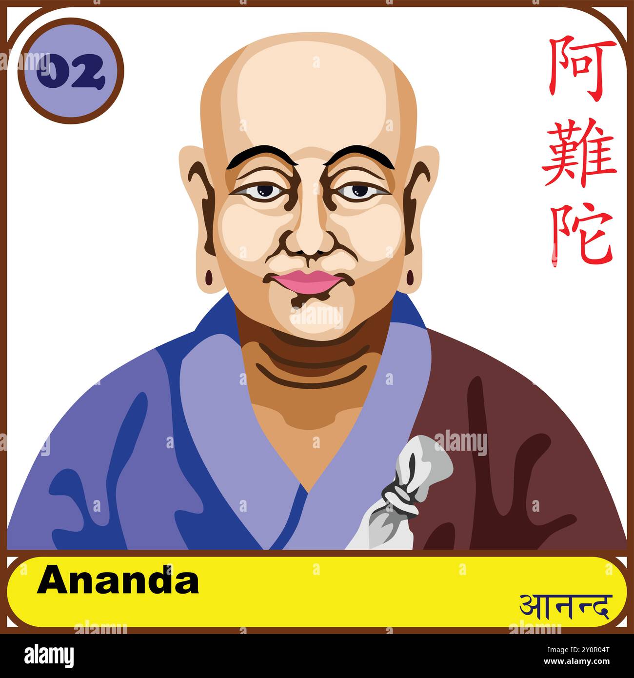 Ananda 2e Patriarche de Bouddha Illustration de Vecteur