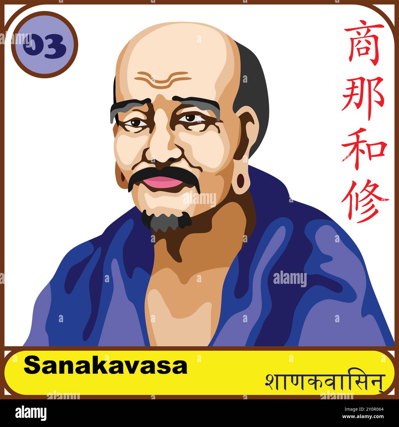 Sanakavasa 3e Patriarche de Bouddha Illustration de Vecteur