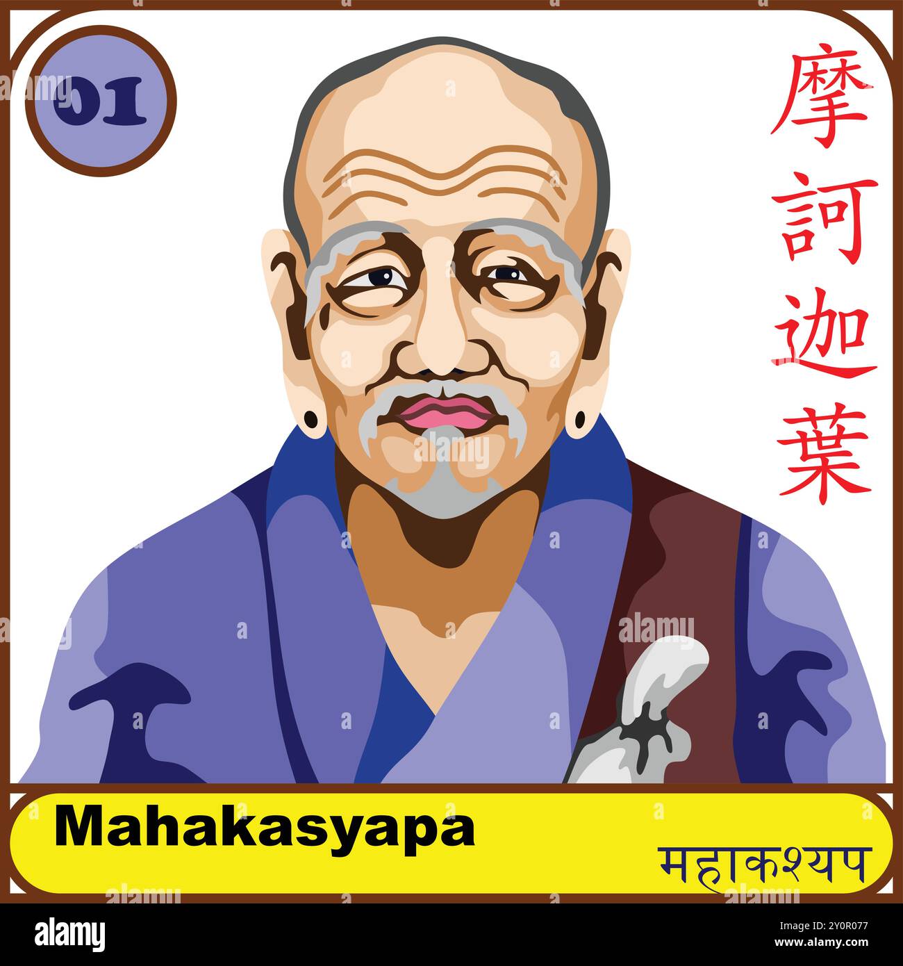 Mahakasyapa 1er Patriarche de Bouddha Illustration de Vecteur