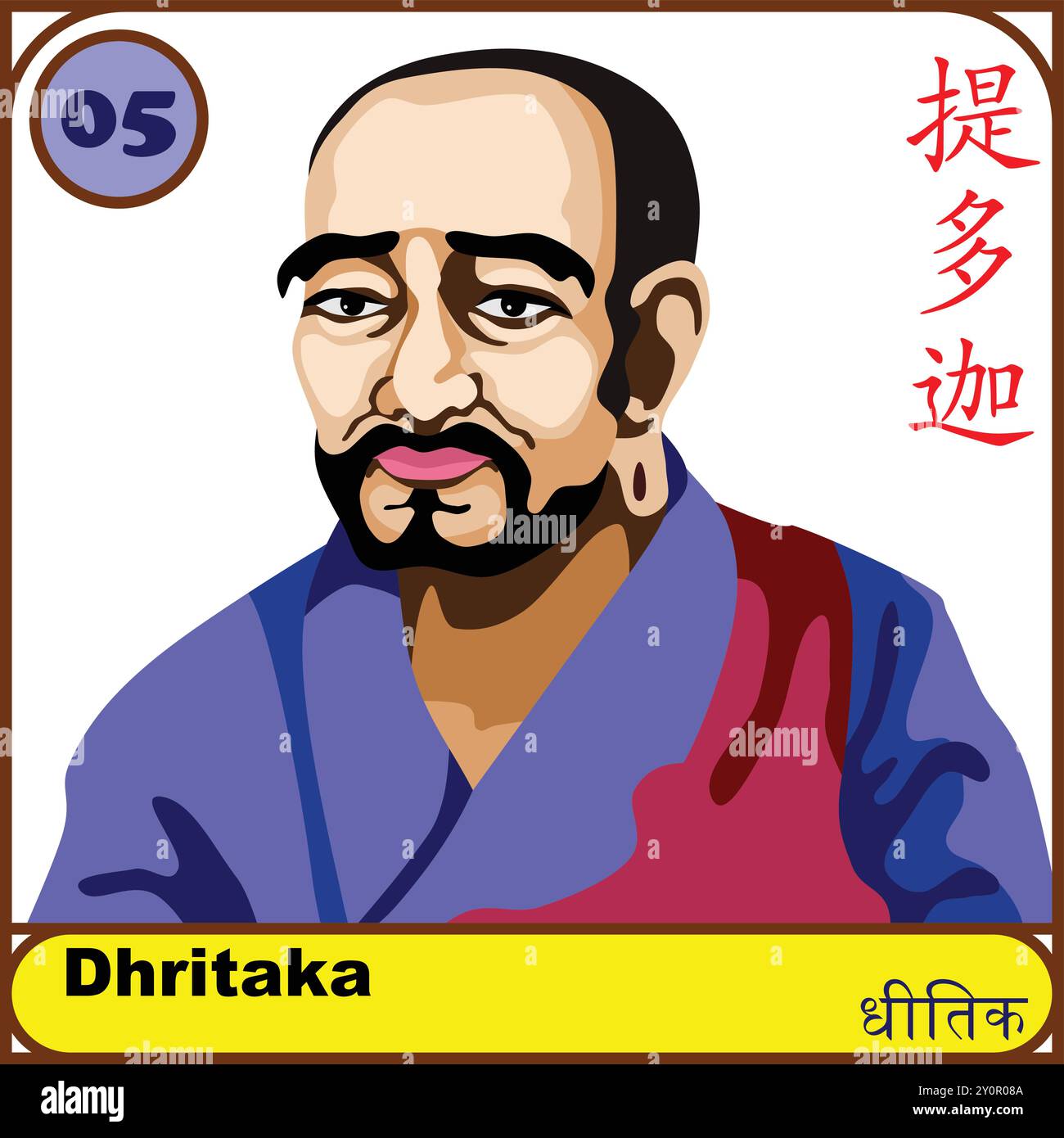 Dhritaka 5e Patriarche de Bouddha Illustration de Vecteur