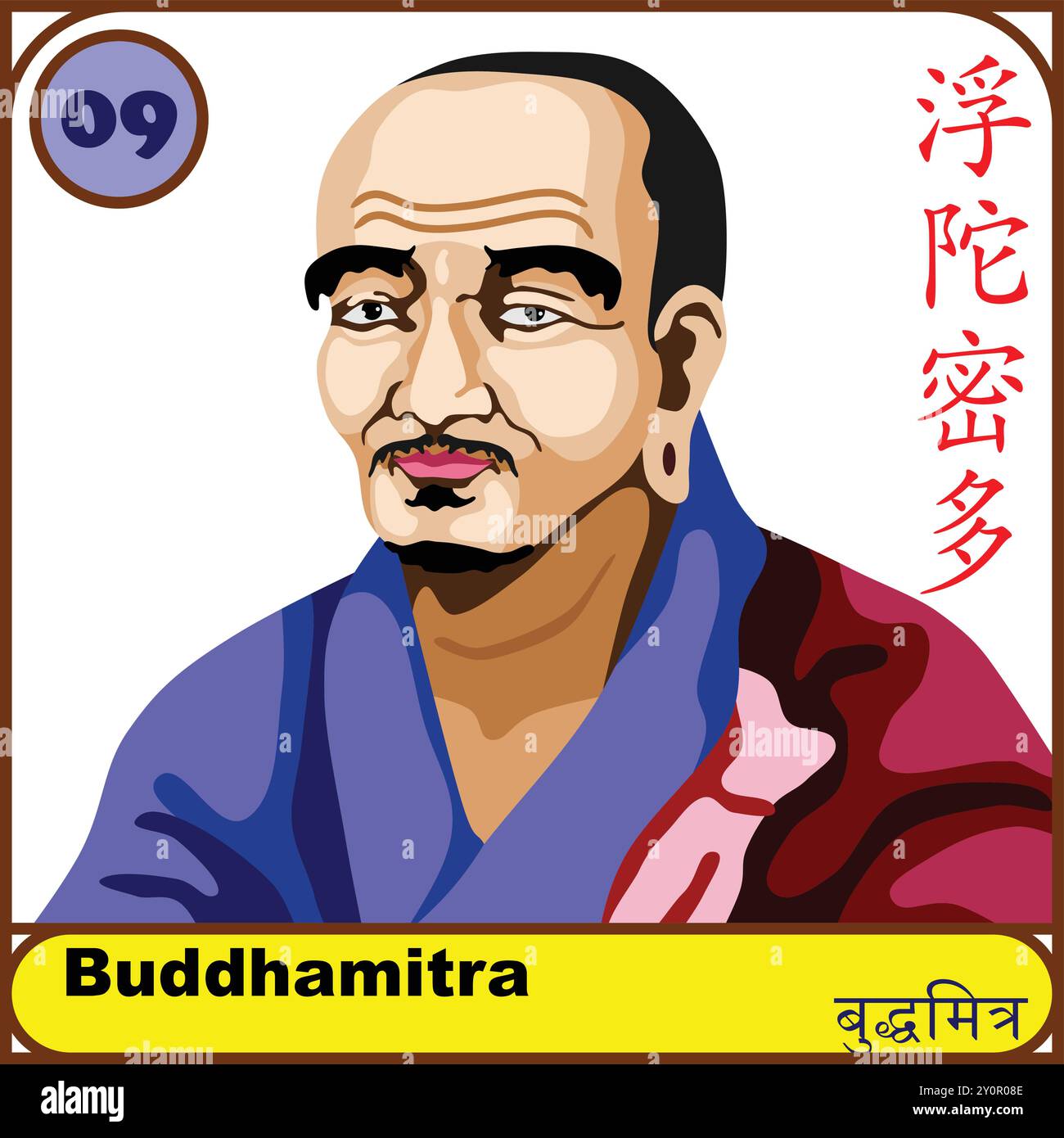Buddhamitra 9e Bouddha Patriarche Illustration de Vecteur