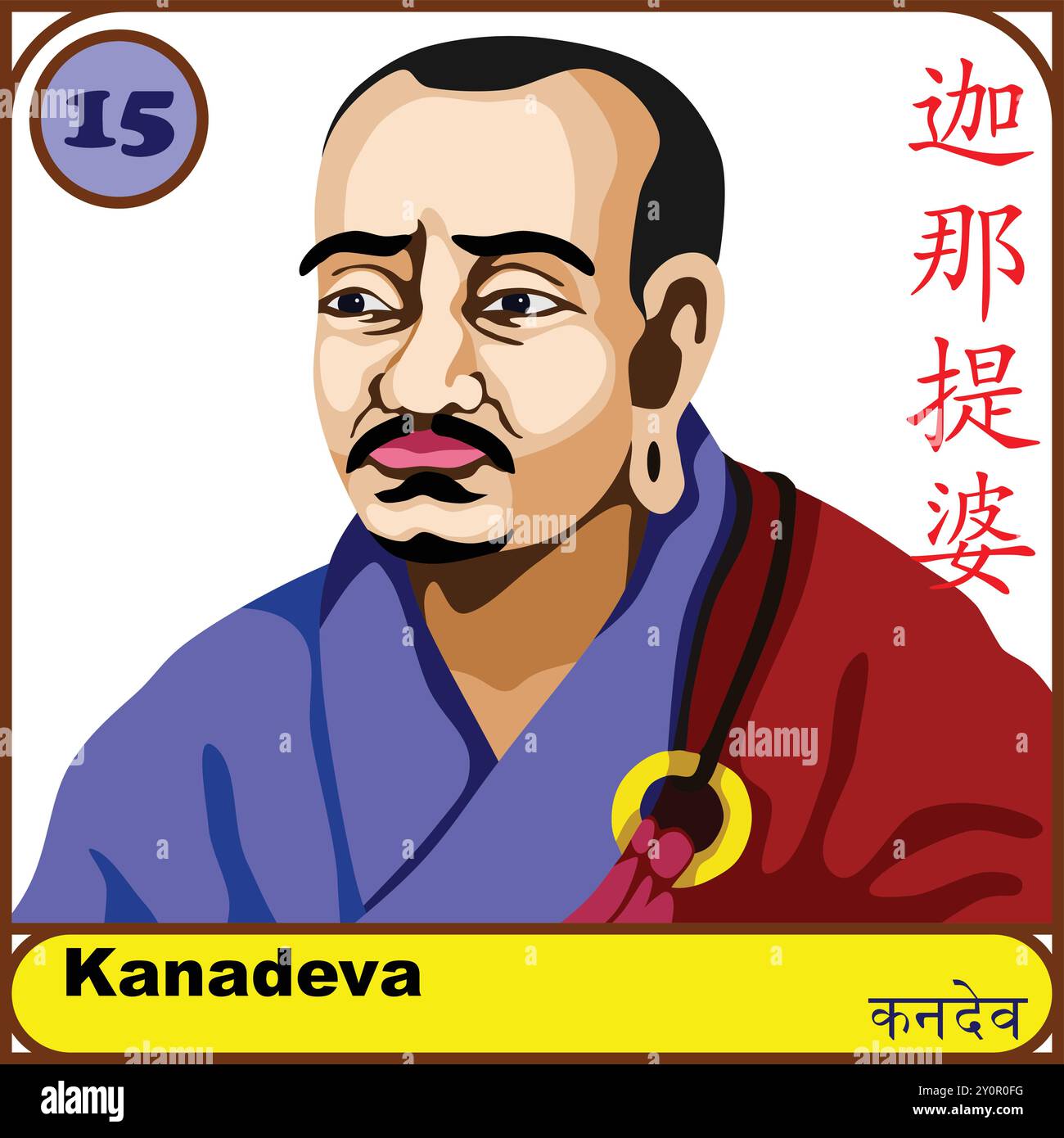 Kanadeva 15e Patriarche de Bouddha Illustration de Vecteur