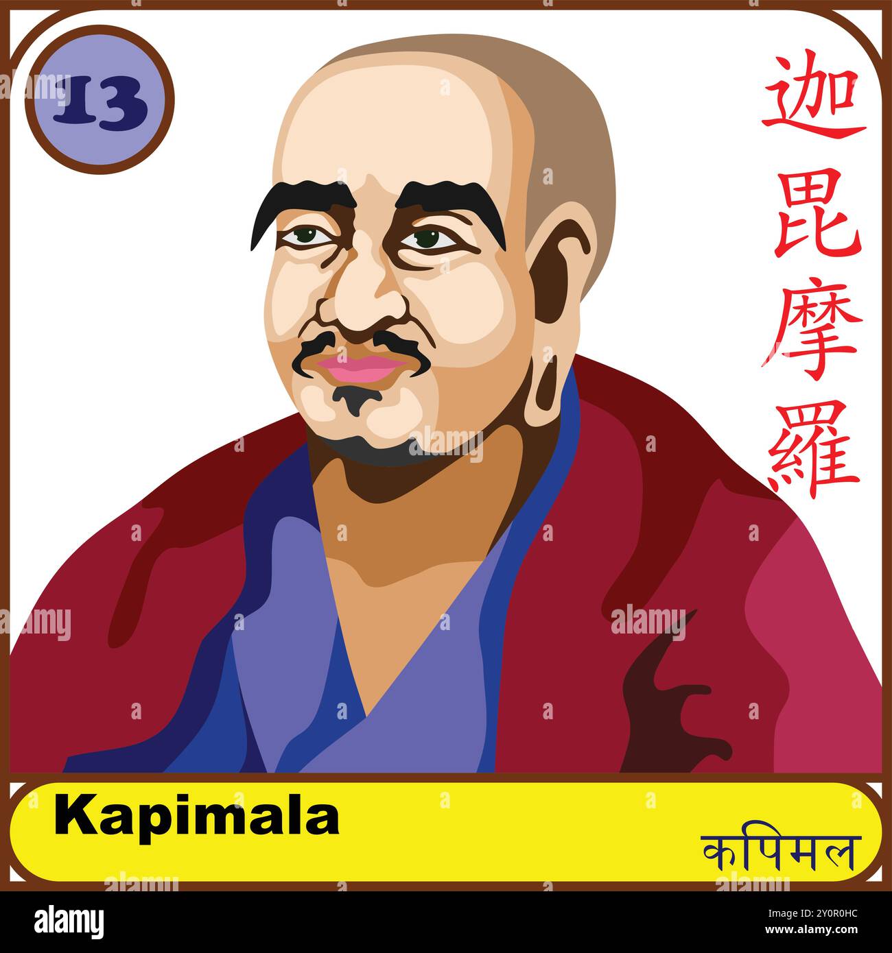 Kapimala 13e Patriarche de Bouddha Illustration de Vecteur