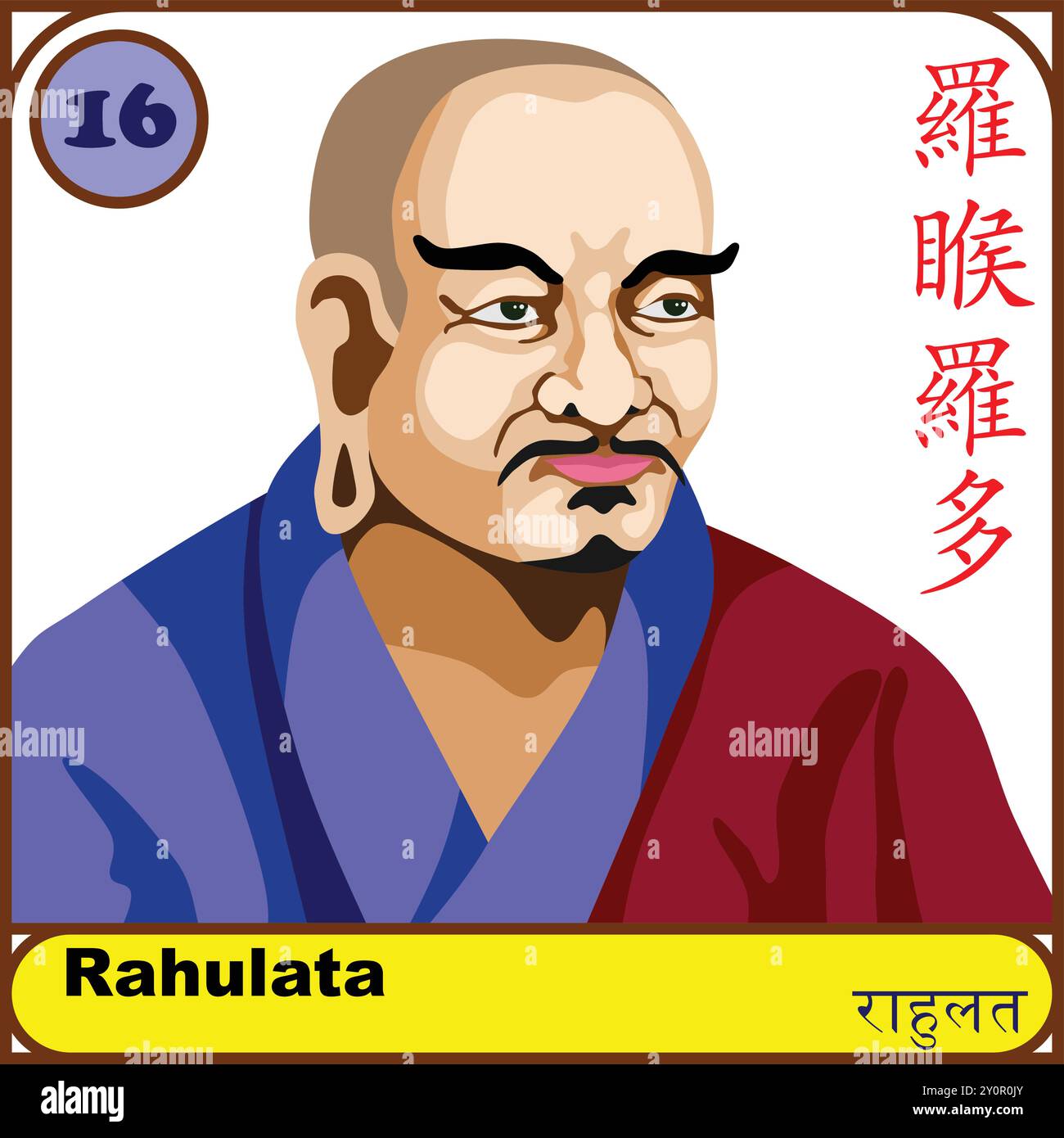 Rahulata 16e Patriarche Bouddha Illustration de Vecteur