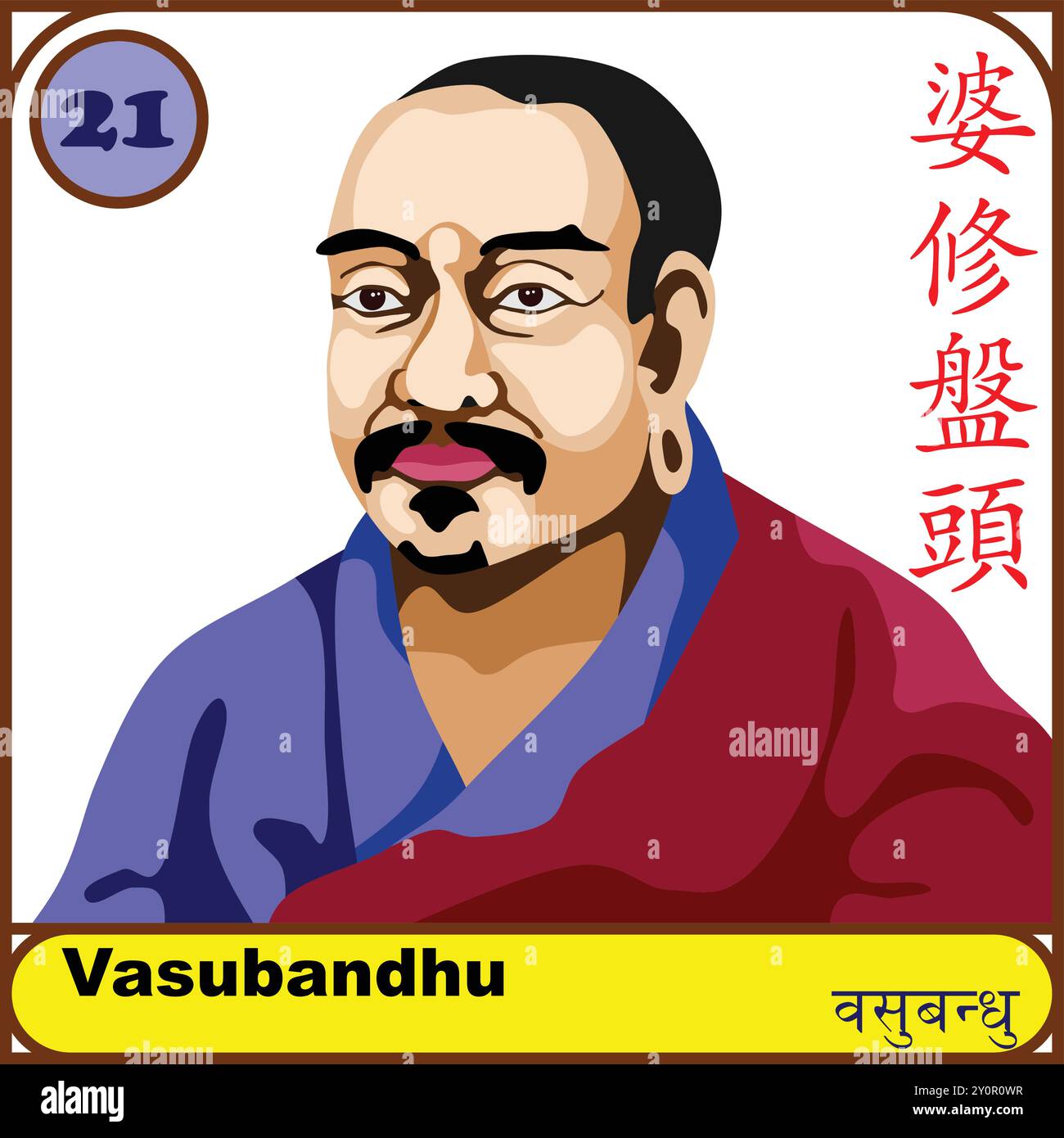 Vasubandhu 21e Patriarche de Bouddha Illustration de Vecteur