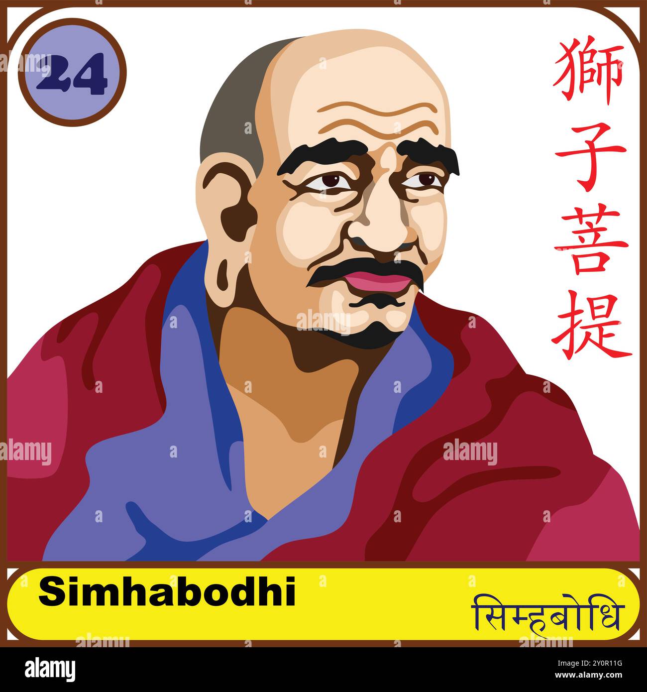 Simhaboddhi 24e Patriarche de Bouddha Illustration de Vecteur