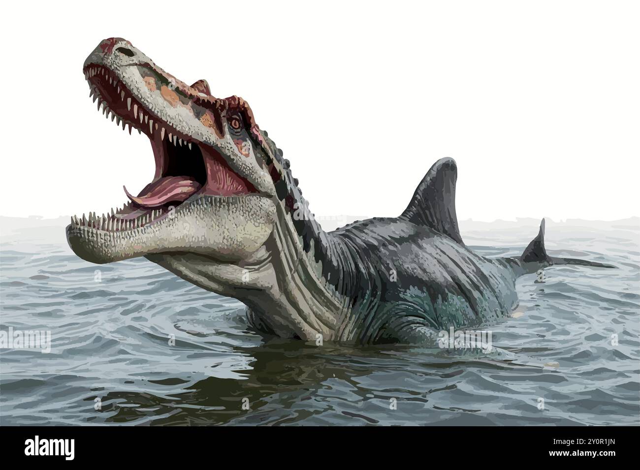 Mosasaurus : anatomie d'un prédateur marin. Illustration de Vecteur