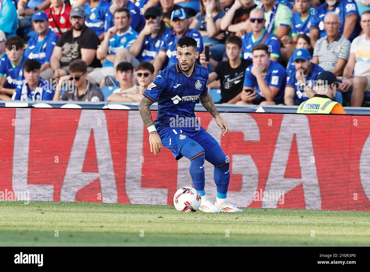 Getafe, Espagne. 1er septembre 2024. Carlos Perez (Getafe) Football/Football : Espagnol 'LaLiga EA Sports' match entre Getafe CF 0-0 Real Sociedad à l'Estadio Coliseum Getafe à Getafe, Espagne . Crédit : Mutsu Kawamori/AFLO/Alamy Live News Banque D'Images