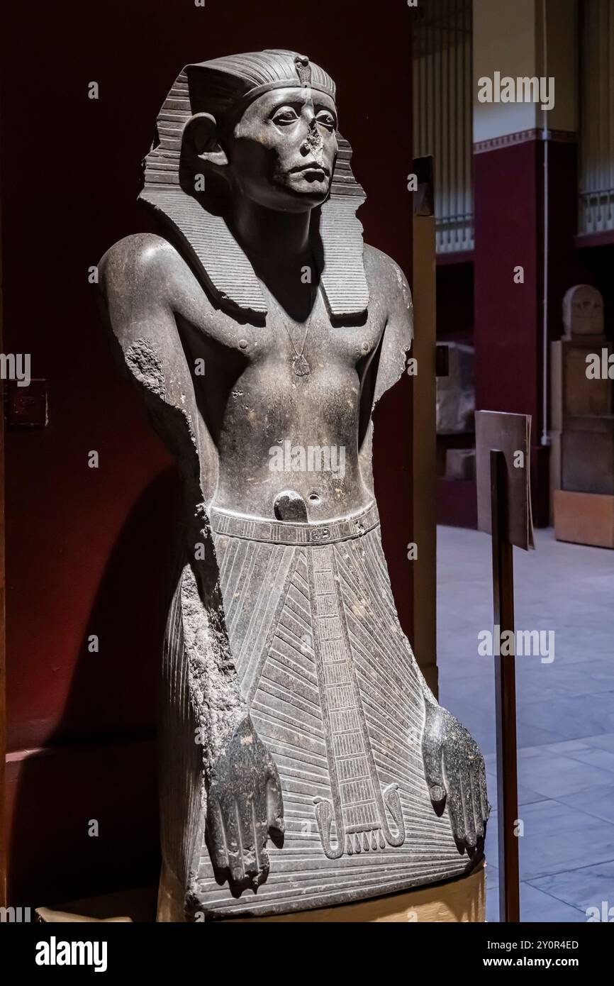 Musée égyptien (musée du Caire), statue du roi Senwosret III (Sesostris III, Senusret III), de Deir el Bahari, le Caire, Egypte, Afrique du Nord, Afrique Banque D'Images