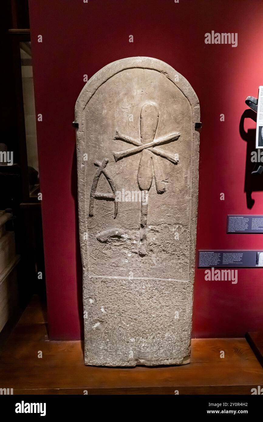 Musée égyptien (musée du Caire), stèle funéraire de la reine Merneith (Meretneith, Meret-Neith), de sa tombe à Abydos, le Caire, Egypte, Afrique du Nord, Afrique Banque D'Images
