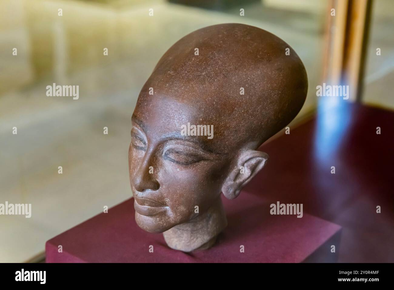 Musée égyptien (musée du Caire), chef de la princesse Amarna, probablement Meritaten (fille d'Akhenaton), d'Amarna, le Caire, Egypte, Afrique du Nord, Afrique Banque D'Images