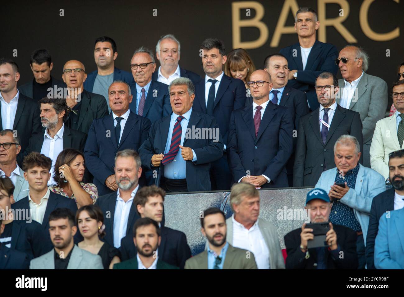 FC BARCELONE vs REAL VALLADOLID août 31,2024 Président du FC Barcelone Joan Laporta avant lors du match entre le FC Barcelone et le Real Valladolid correspondant à la quatrième journée de la Liga EA Sports au stade Olimpic Lluis Companys de Montjuïc à Barcelone, Espagne. Banque D'Images