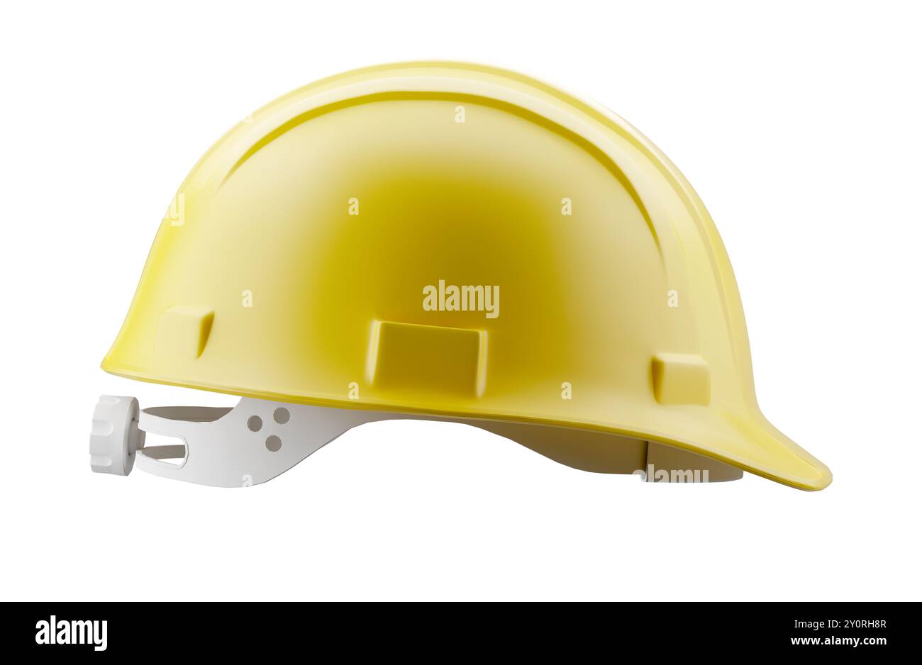 Casque de construction jaune isolé sur un fond blanc. Banque D'Images