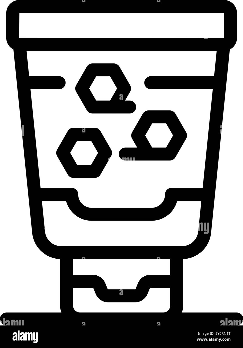 Icône minimaliste d'un tube cosmétique avec des hexagones représentant des propriétés anti-vieillissement, adapté aux thèmes de beauté et de soin de la peau Illustration de Vecteur