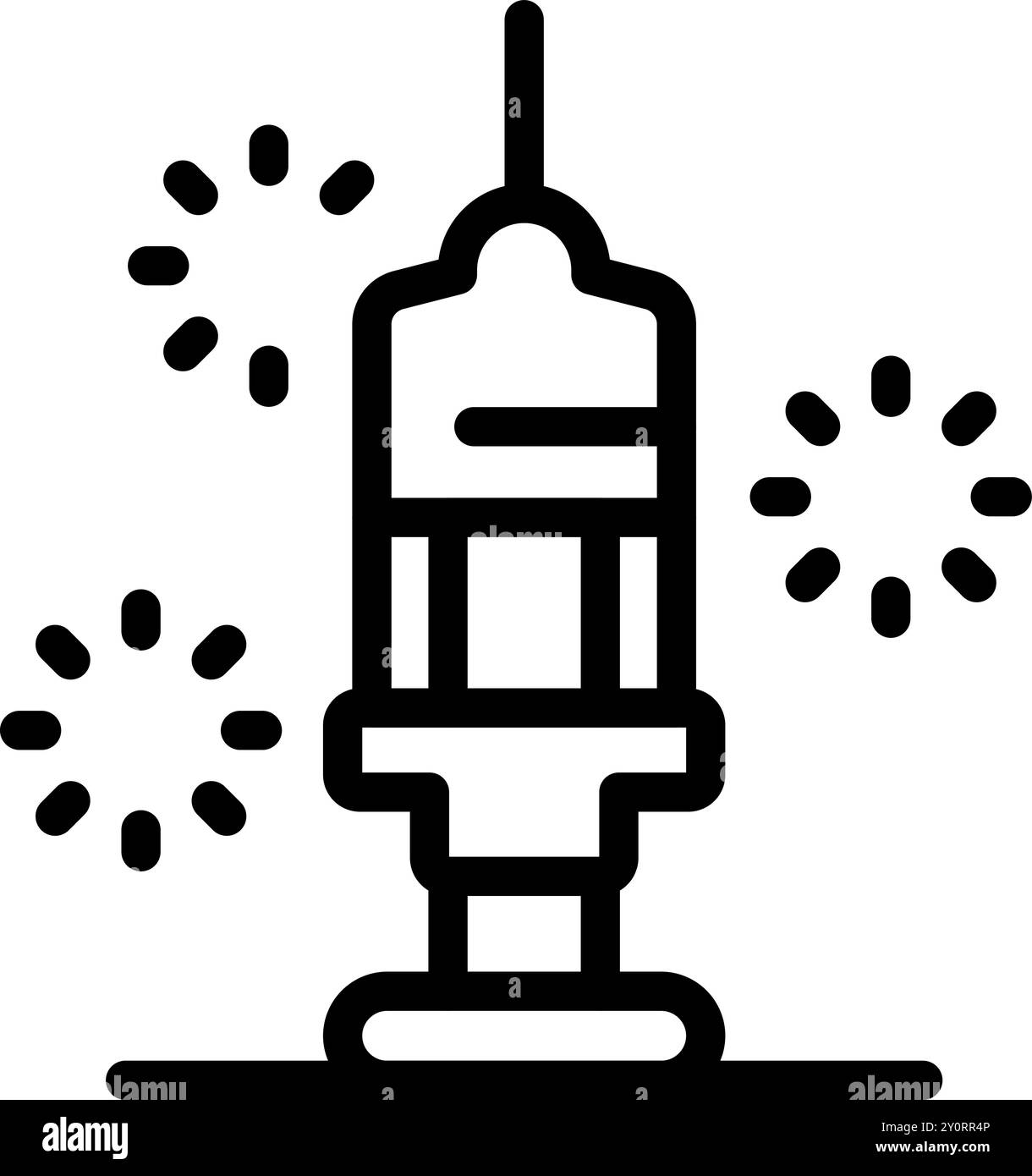 Icône de dessin au trait de la burj khalifa avec des feux d'artifice explosant en arrière-plan Illustration de Vecteur