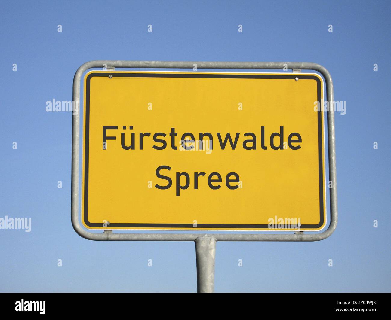 Signe de nom de lieu Fuerstenwalde Spree Banque D'Images