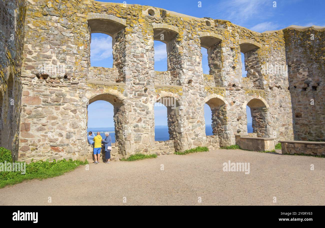 Ruines du château de Brahehus à Graenna, construit par Per Brahe en 1637 et incendié en 1708, municipalité de Joenkoeping, comté de Smaland, Suède, Scandinavie, UE Banque D'Images