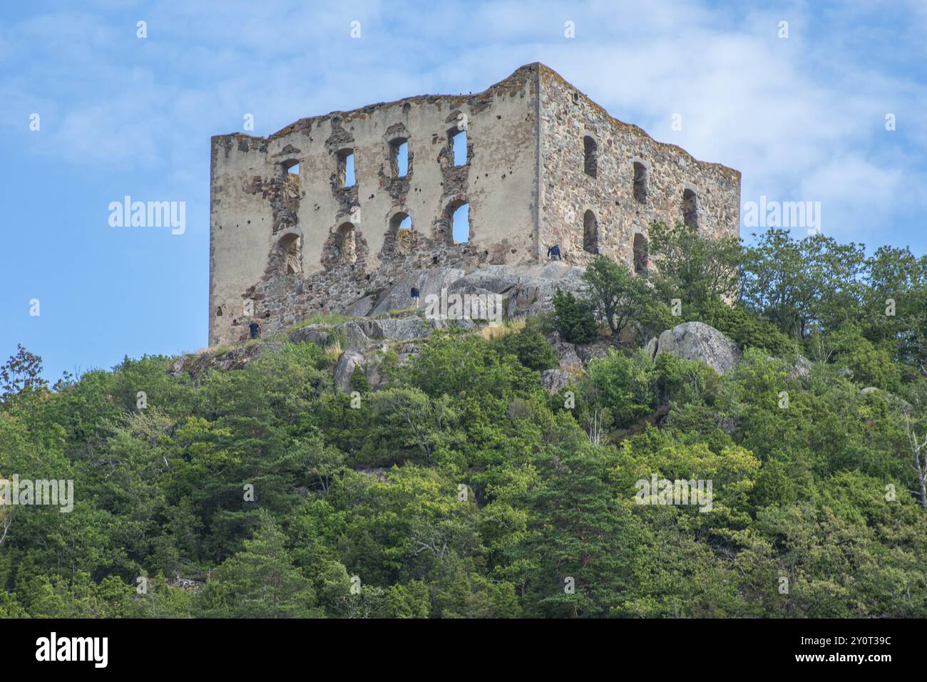 Ruines du château de Brahehus à Graenna, construit par Per Brahe en 1637 et incendié en 1708, municipalité de Joenkoeping, comté de Smaland, Suède, Scandinavie, UE Banque D'Images