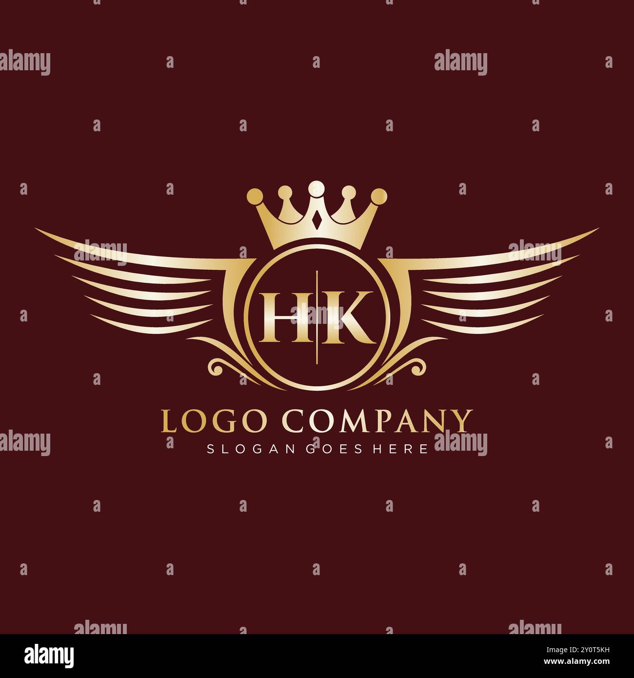 Lettre HK initiale avec logo Royal Wing Illustration de Vecteur
