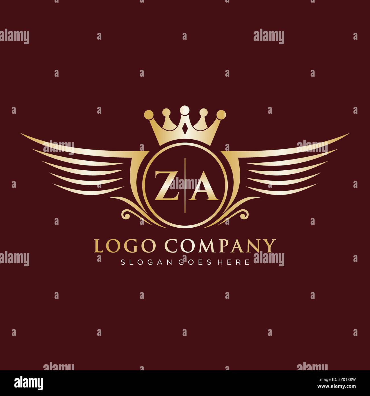 Lettre ZA initiale avec le logo Royal Wing Illustration de Vecteur
