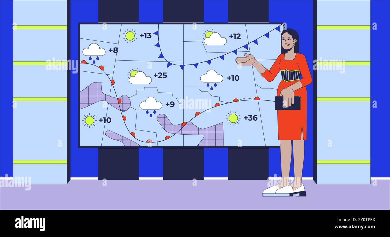 Chaîne météo sur TV Flat illustration Illustration de Vecteur