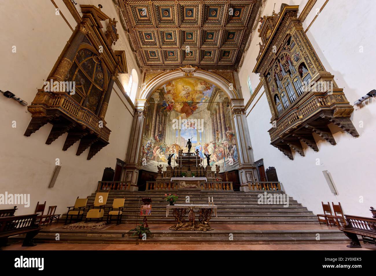 Plan intérieur de Santa Maria della Scala, Sienne, Toscane, Italie Banque D'Images