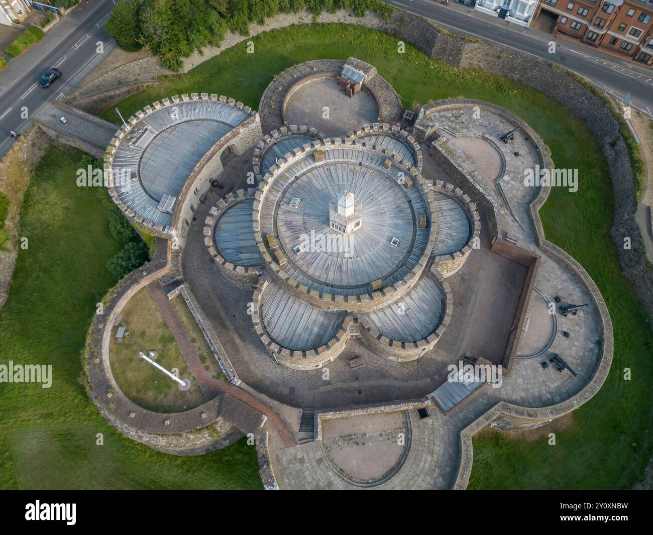 Vue aérienne du château Deal construit par henri VIII vers 1540 sur la côte du kent Banque D'Images