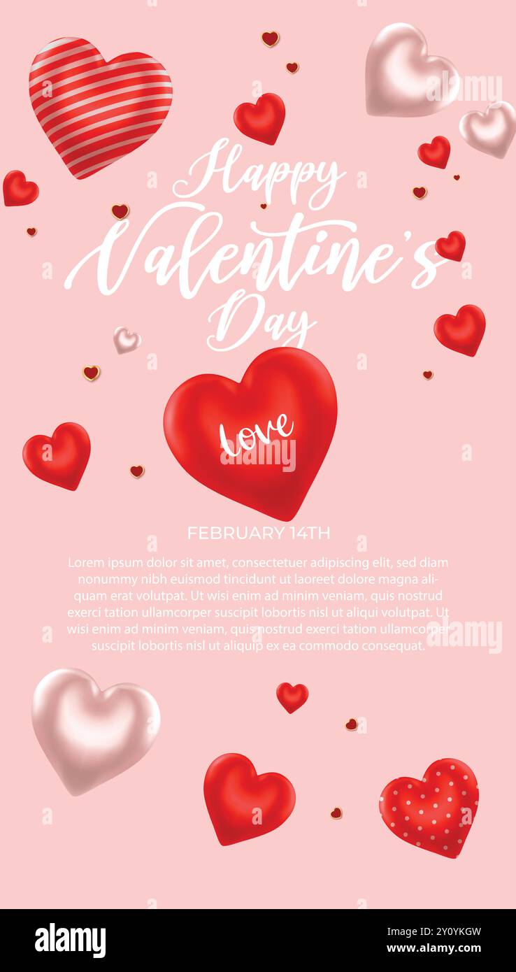 Carte de Saint-valentin joyeuse, bannière de Saint-valentin, fond vectoriel de jour de la saint-valentin heureuse, image de jour de la saint-valentin heureuse, 14 février Illustration de Vecteur