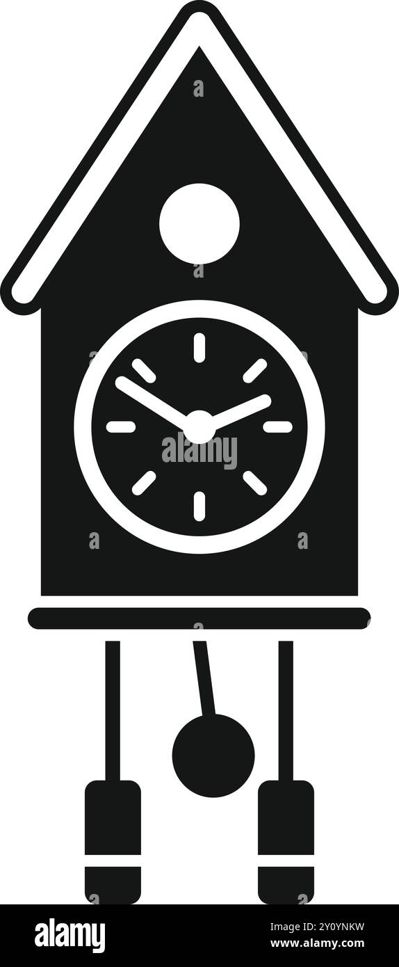 Horloge coucou montrant l'heure sur fond blanc Illustration de Vecteur